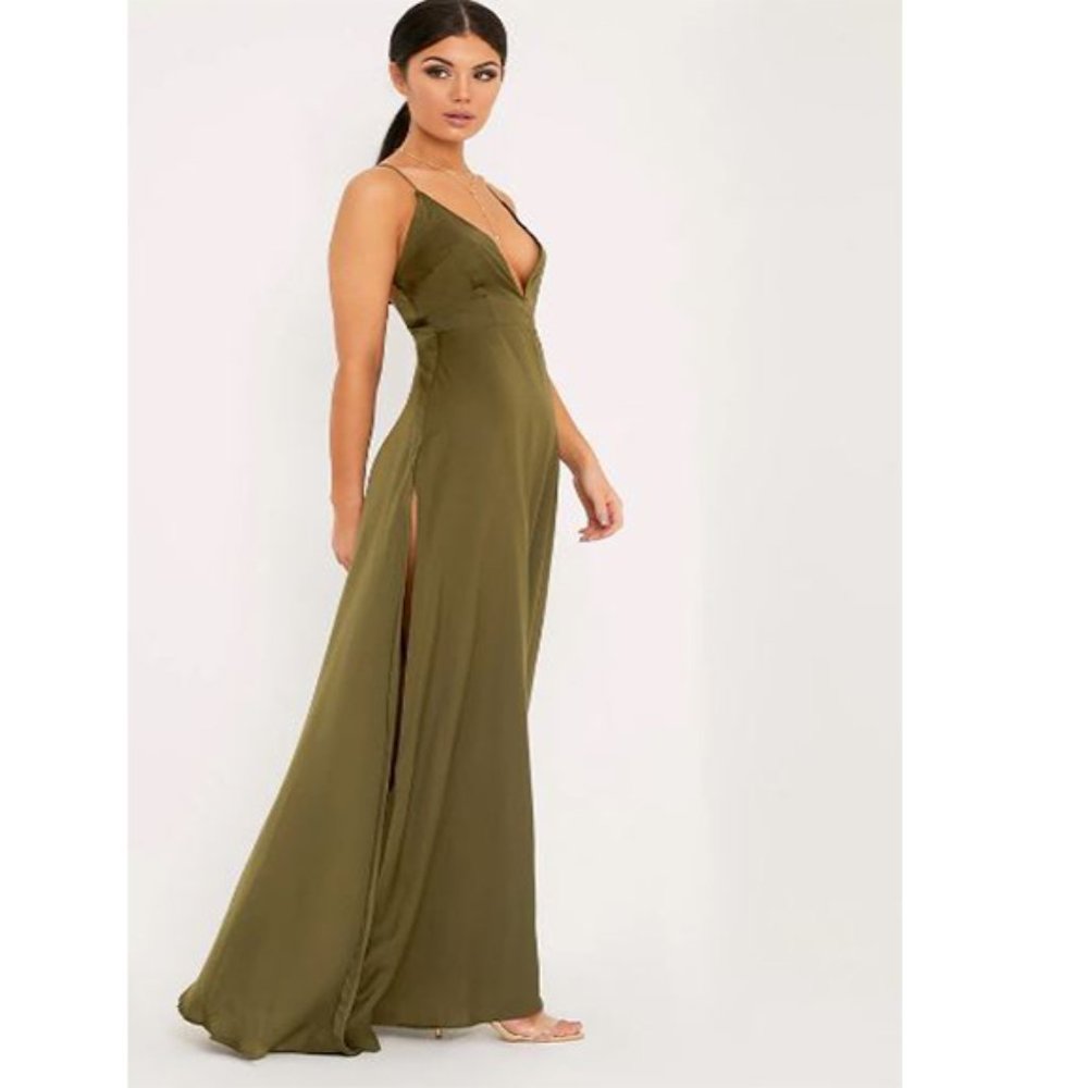PrettyLittleThing Strappy Extreme Split Maxi Dress